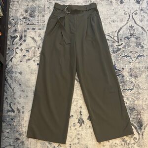 H&M Olive Green Belted Wide Leg Trouser (4)
